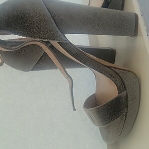 Gray Velvet Platform Heels